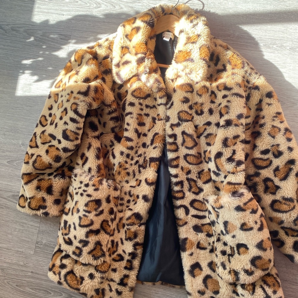 Topshop Leopard Print Faux Fur Coat